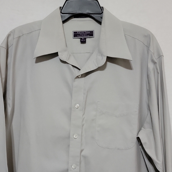 Men's Roberto Villini Non-Iron Dress Shirt, Gray, Neck16.5, Pre-owned EUC - Picture 2 of 8